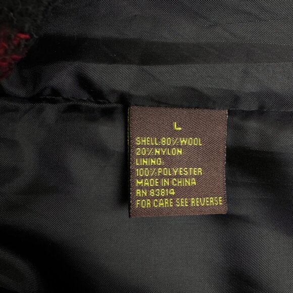 NWOT FUDA Plaid Wool Cape Poncho Shawl Coat Red Black Buffalo Size Large Y2K - Picture 7 of 12